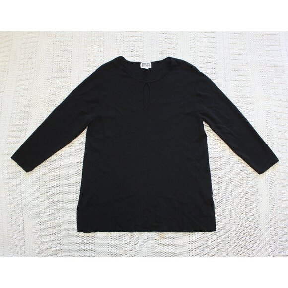 Chicos keyhole Black Travelers Top Size 2/Large Career 3/4 sleeves Pull Over - Picture 4 of 8